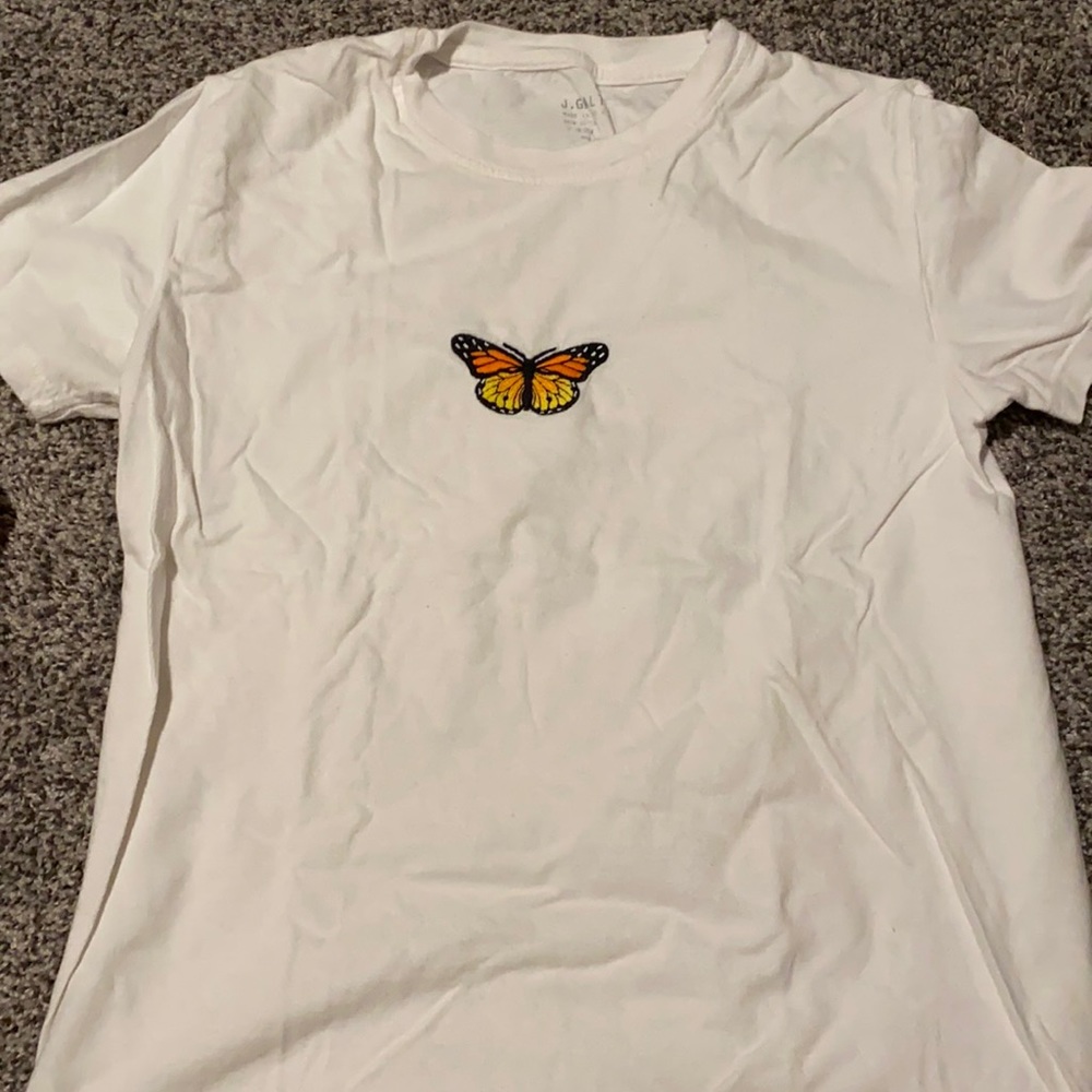 white brandy melville butterfly graphic tee